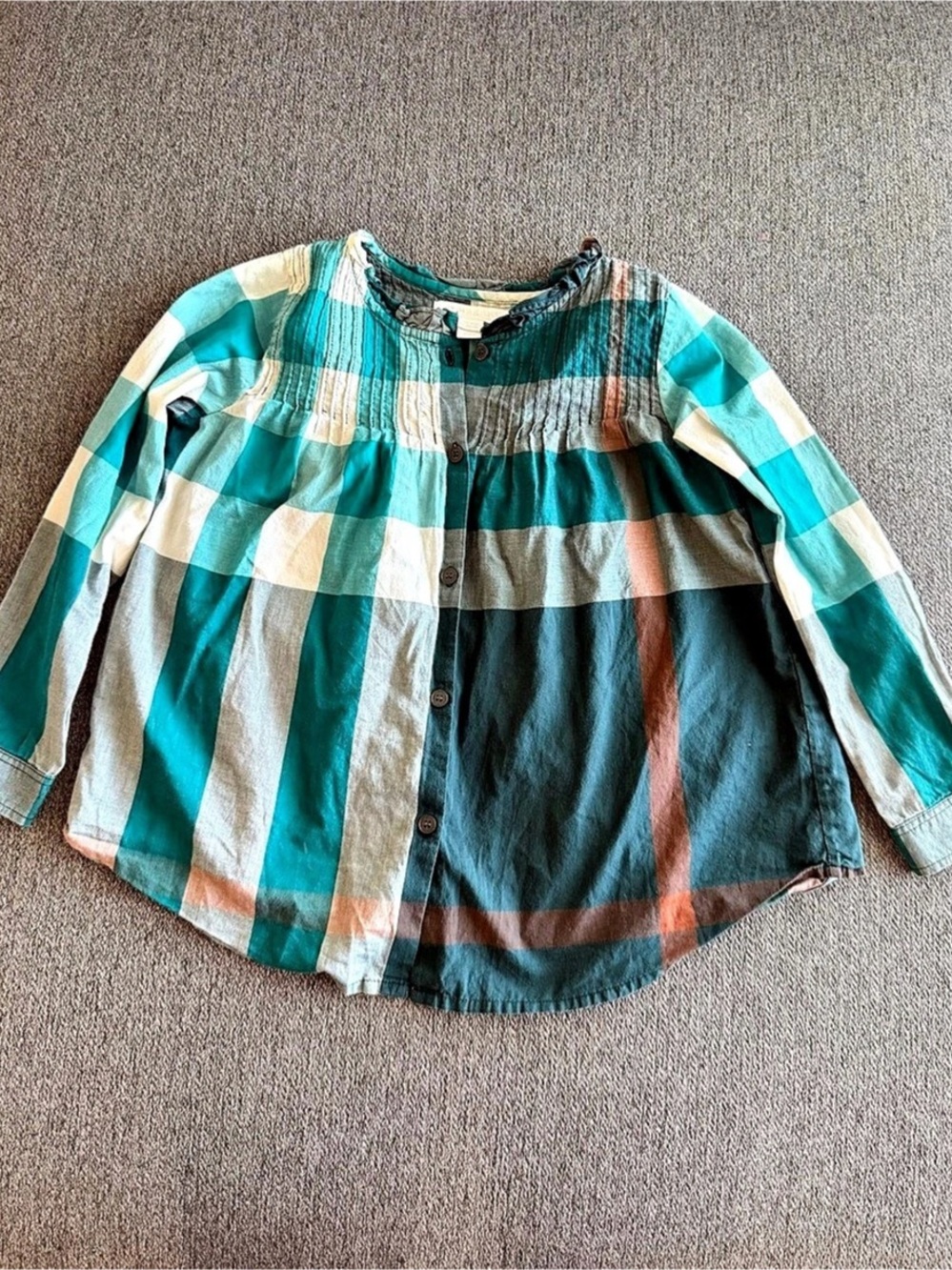 Burberry Kids Plaid Long Sleeve Blouse